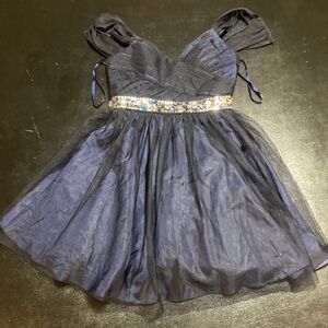 Hailey Logan Navy Blue Mini Dress with Embellished Waist